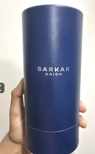 Sarkar Orion navy cylindrical gift packaging
